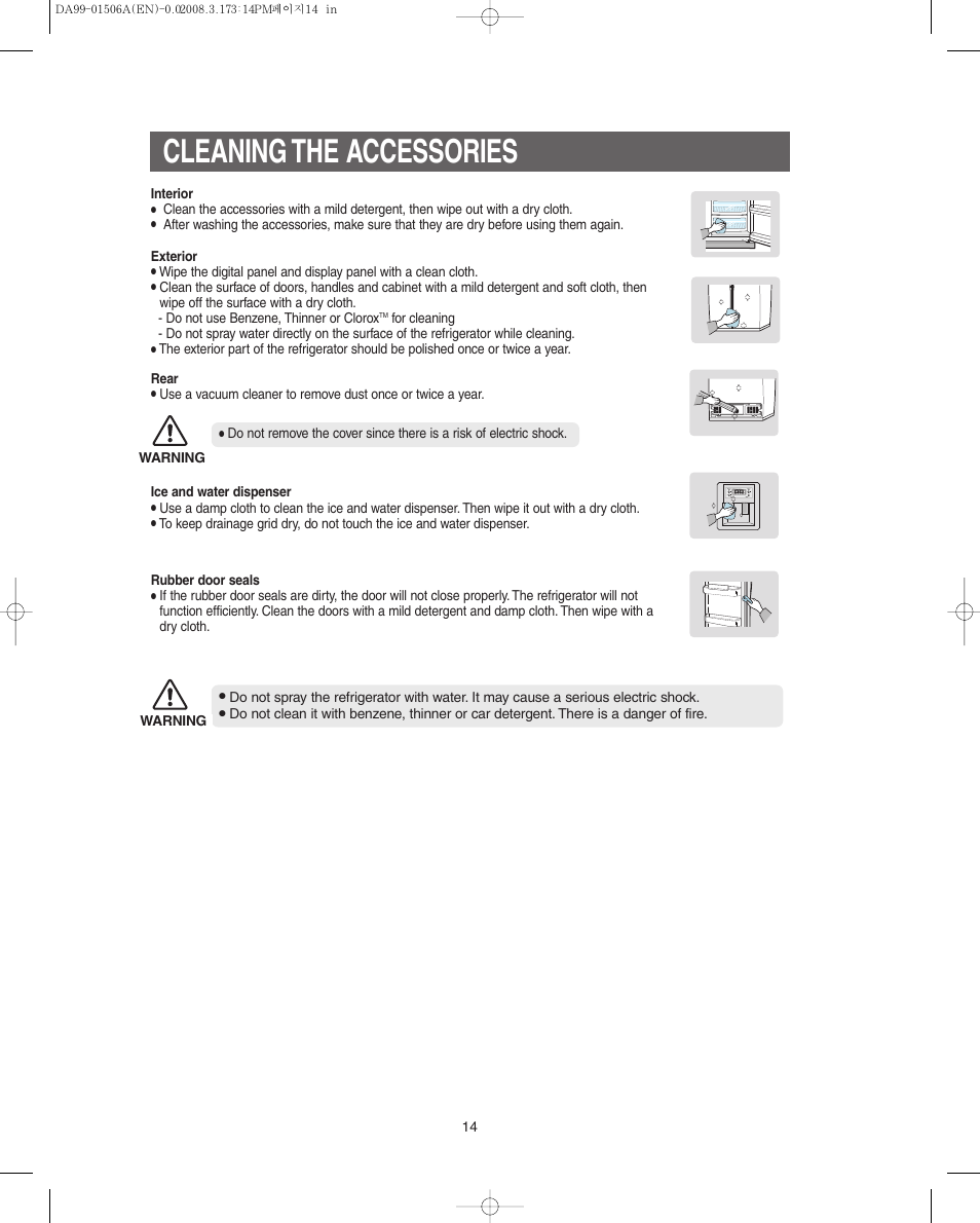 Cleaning the accessories | Samsung RS275ACBP-XAA User Manual | Page 14 / 32