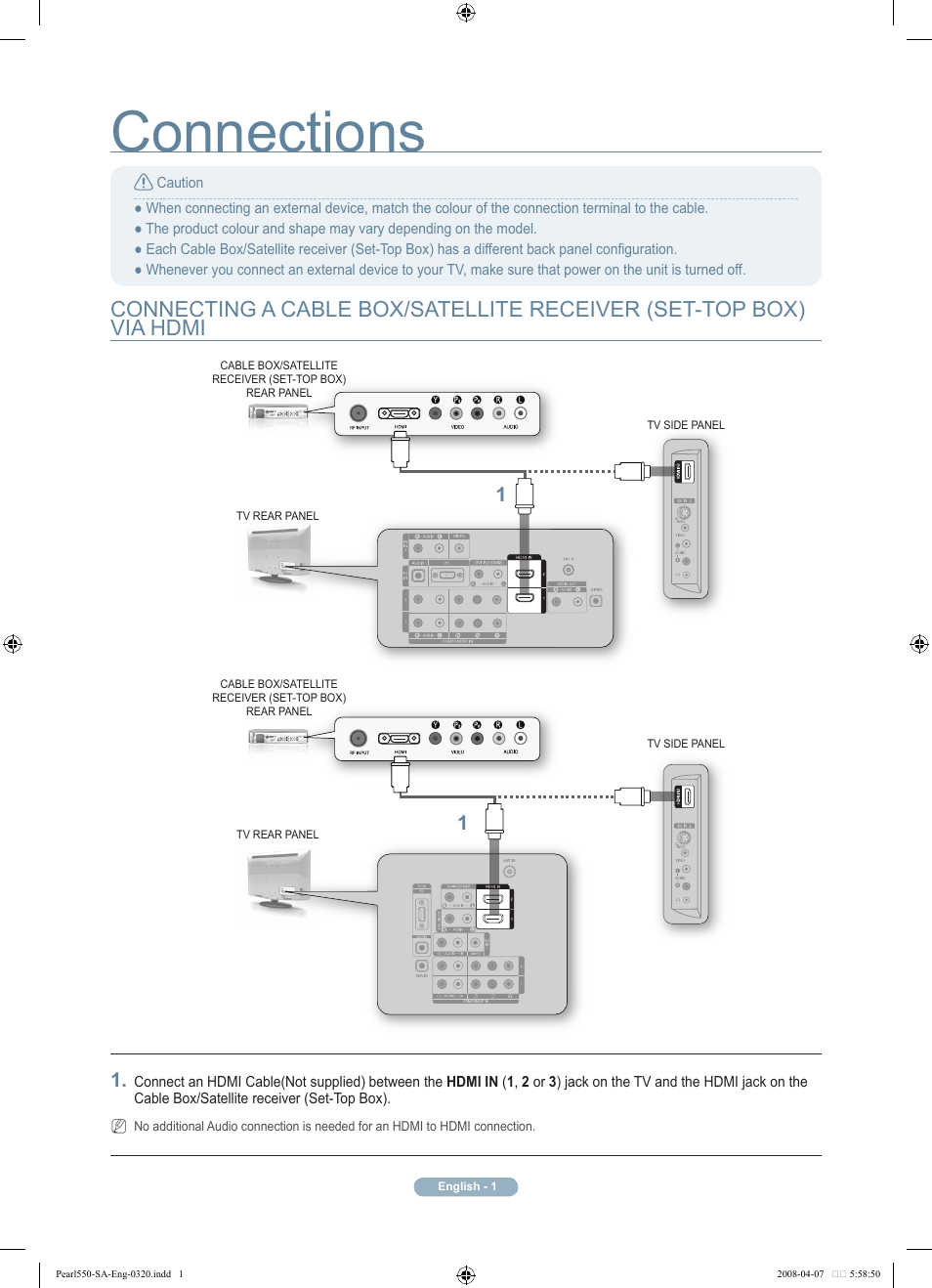 Connections | Samsung LN40A450C1XZD User Manual | Page 2 / 7