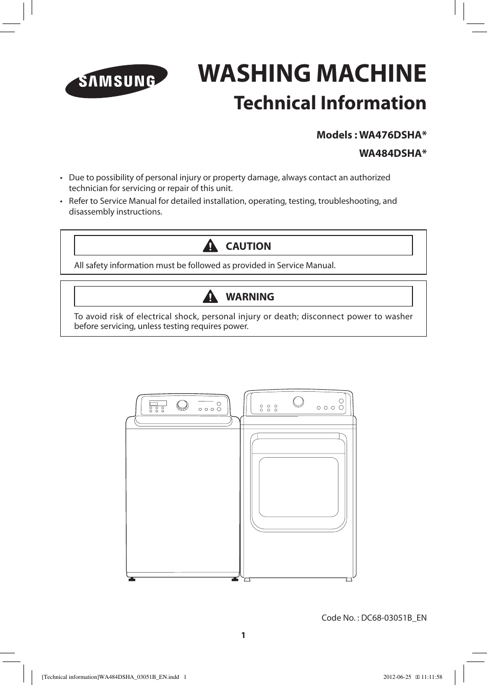 Samsung WA476DSHAWR-A1 User Manual | 60 pages