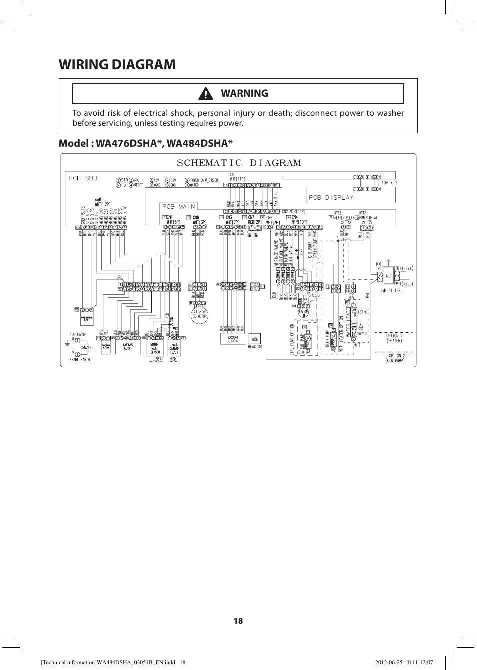 Wiring diagram | Samsung WA476DSHAWR-A1 User Manual | Page 18 / 60