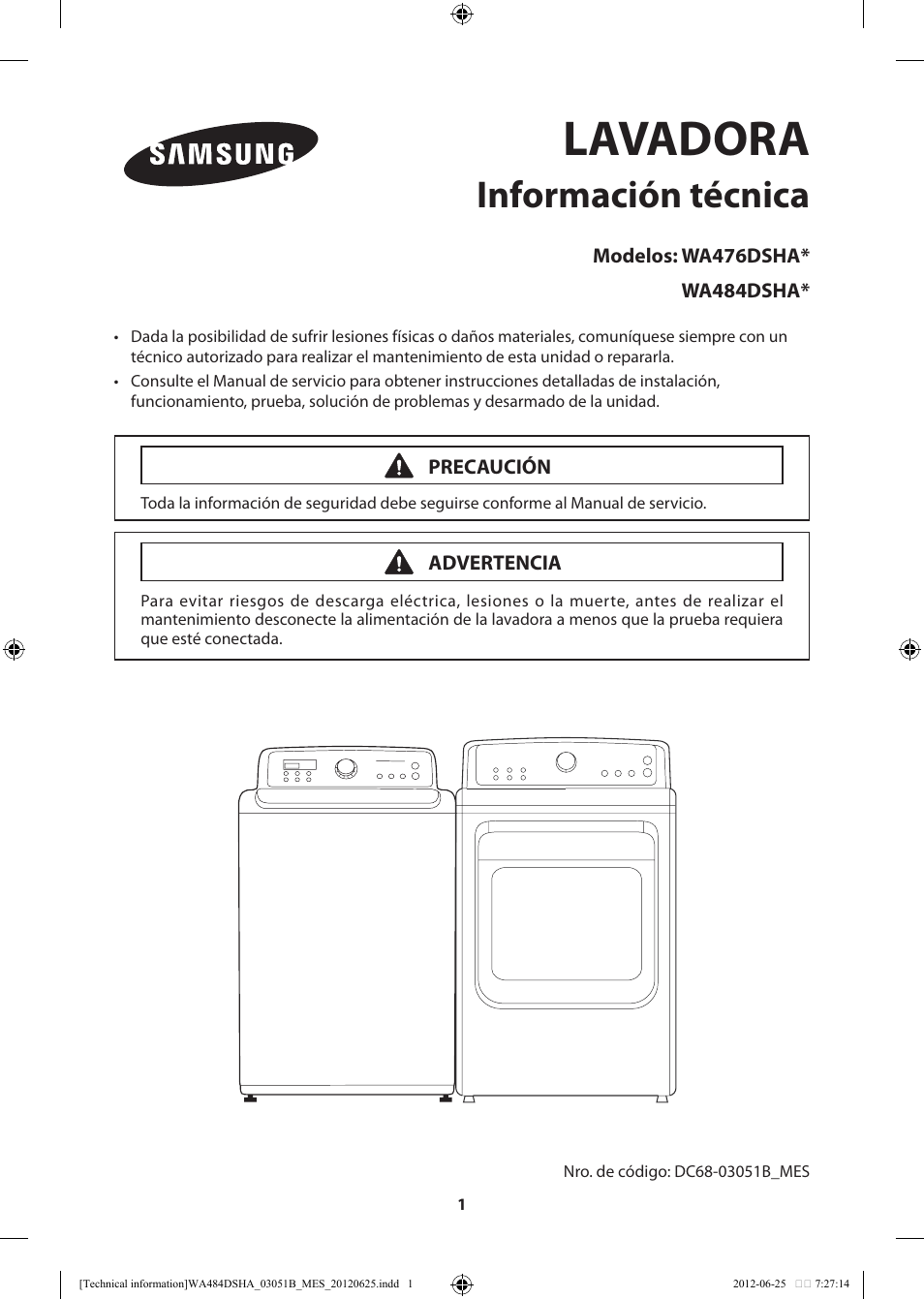 Lavadora, Información técnica | Samsung WA476DSHAWR-A1 User Manual | Page 21 / 60