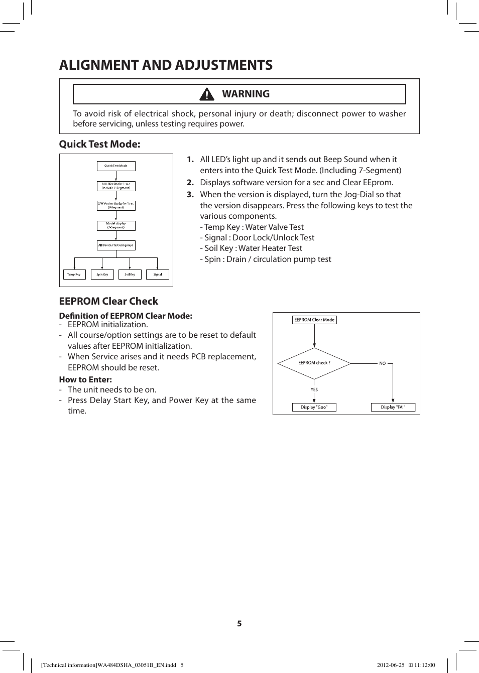Alignment and adjustments | Samsung WA476DSHAWR-A1 User Manual | Page 5 / 60