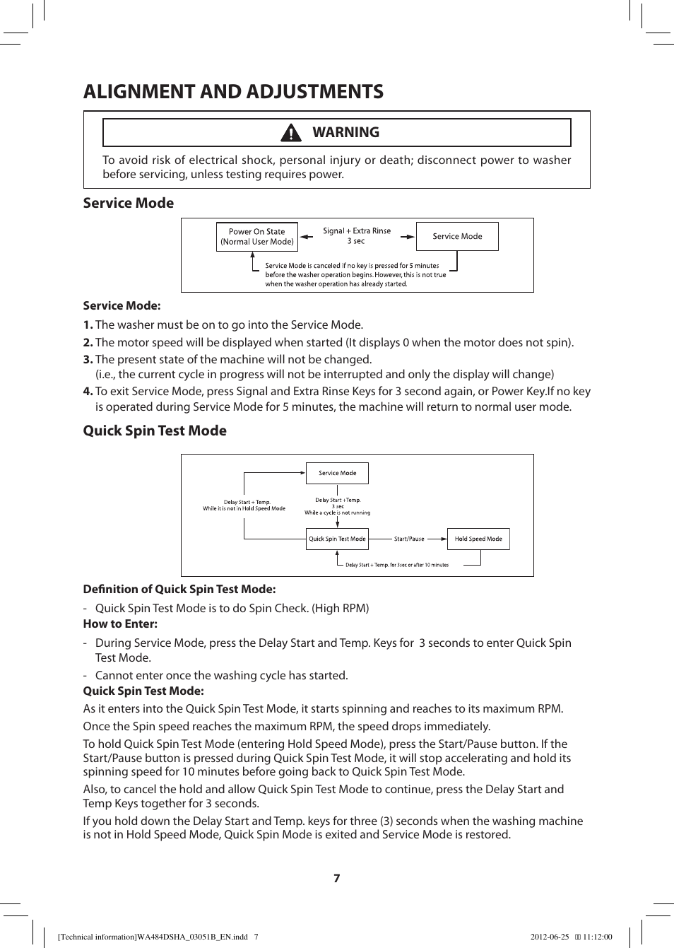 Alignment and adjustments | Samsung WA476DSHAWR-A1 User Manual | Page 7 / 60