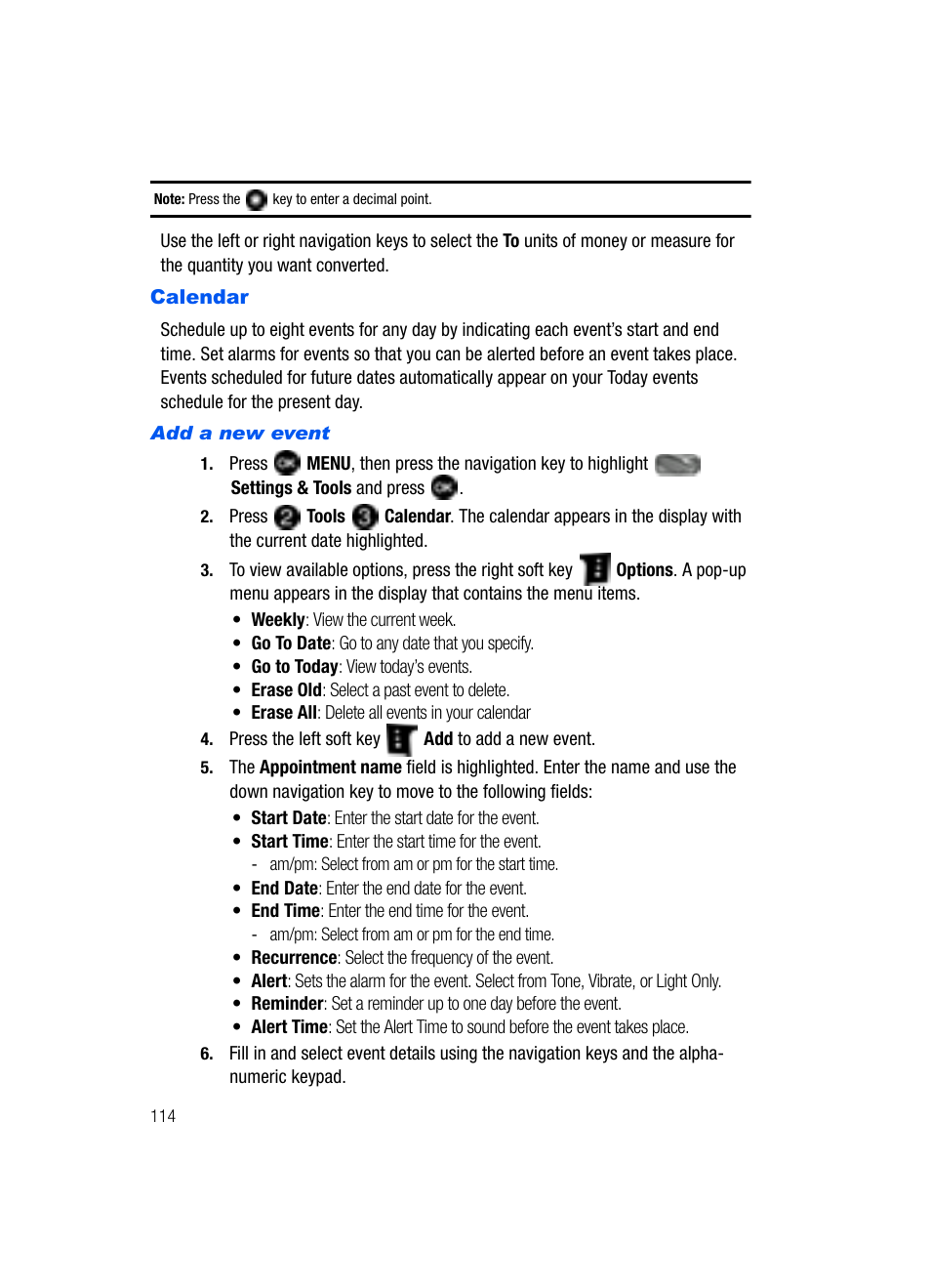 Calendar | Samsung SCH-U620ZKAVZW User Manual | Page 114 / 150