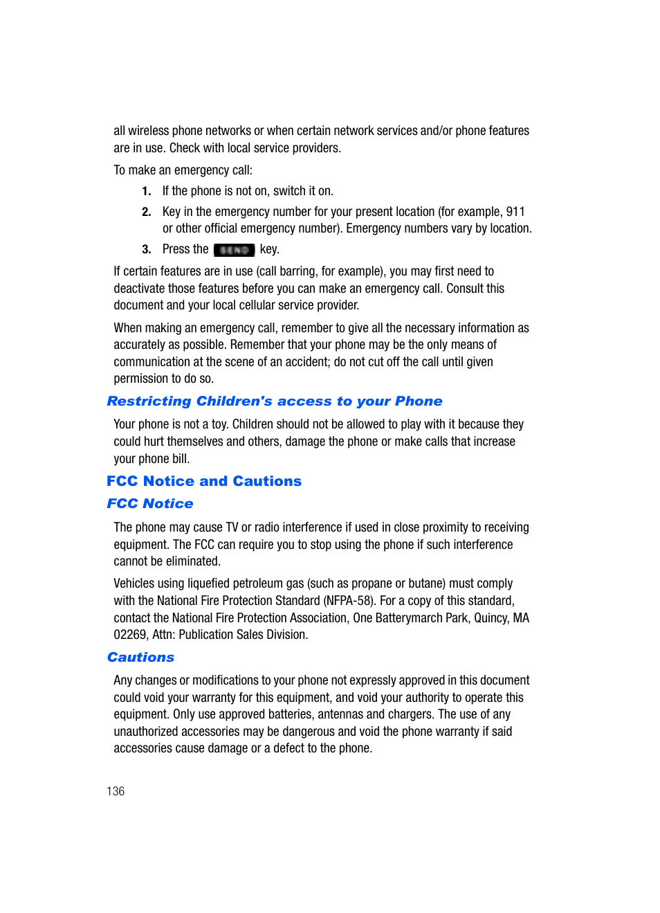 Fcc notice and cautions | Samsung SCH-U620ZKAVZW User Manual | Page 136 / 150