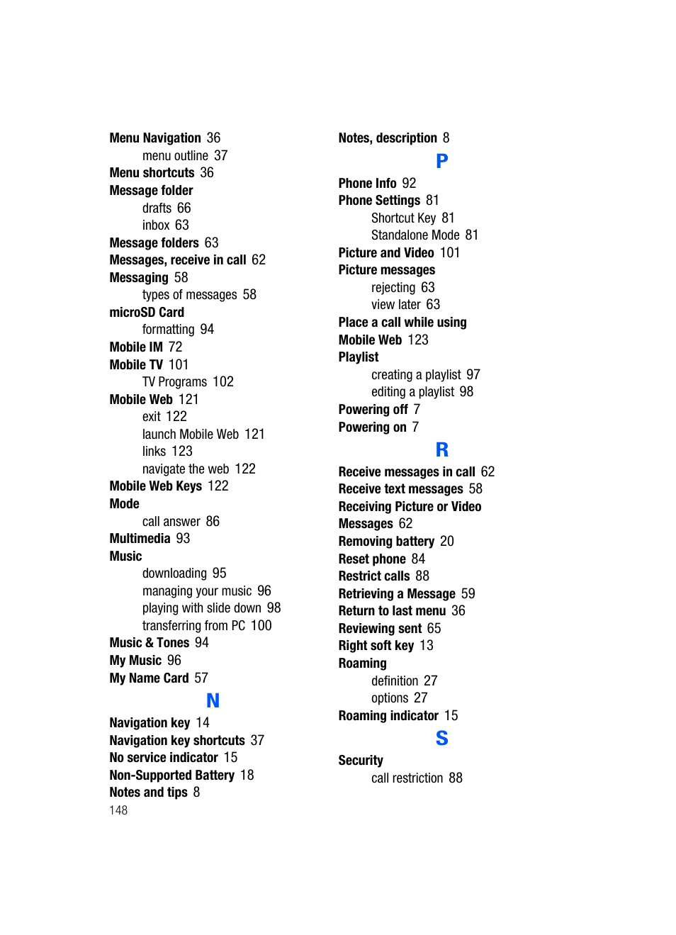 Samsung SCH-U620ZKAVZW User Manual | Page 148 / 150