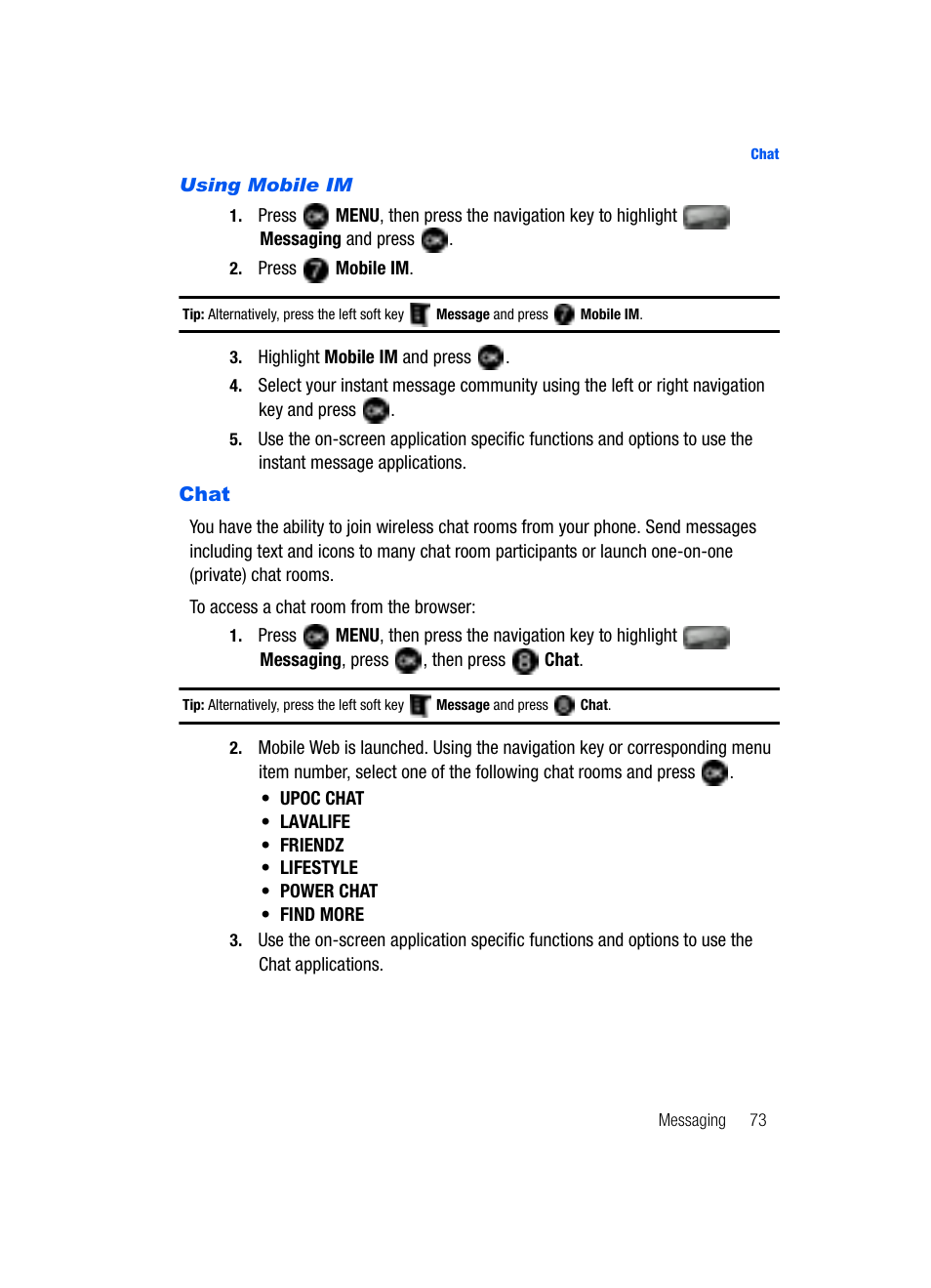 Chat | Samsung SCH-U620ZKAVZW User Manual | Page 73 / 150