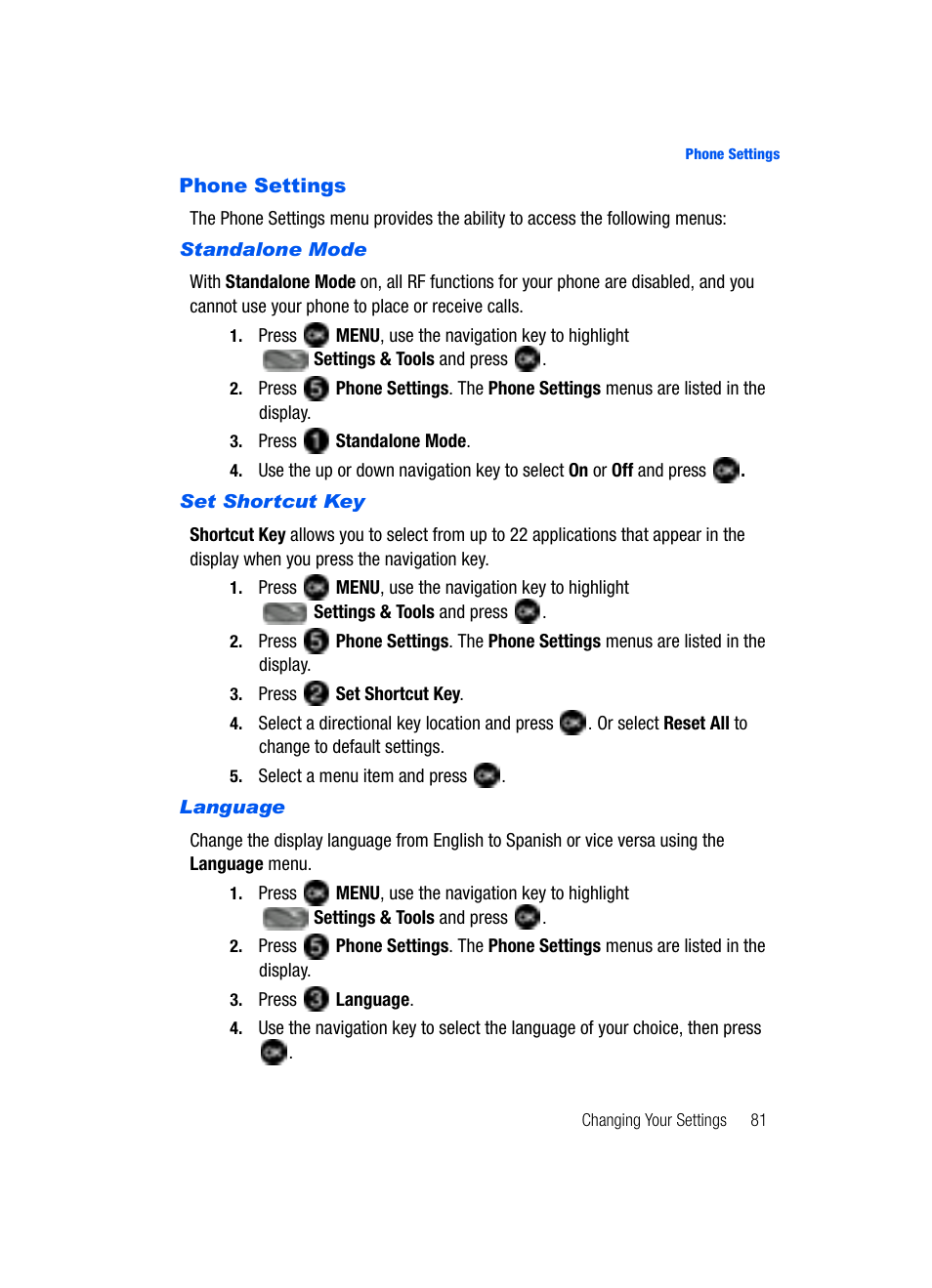 Phone settings | Samsung SCH-U620ZKAVZW User Manual | Page 81 / 150