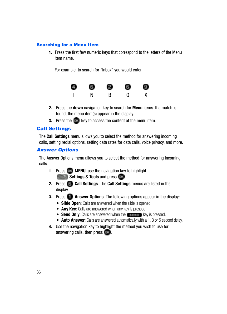 Call settings | Samsung SCH-U620ZKAVZW User Manual | Page 86 / 150