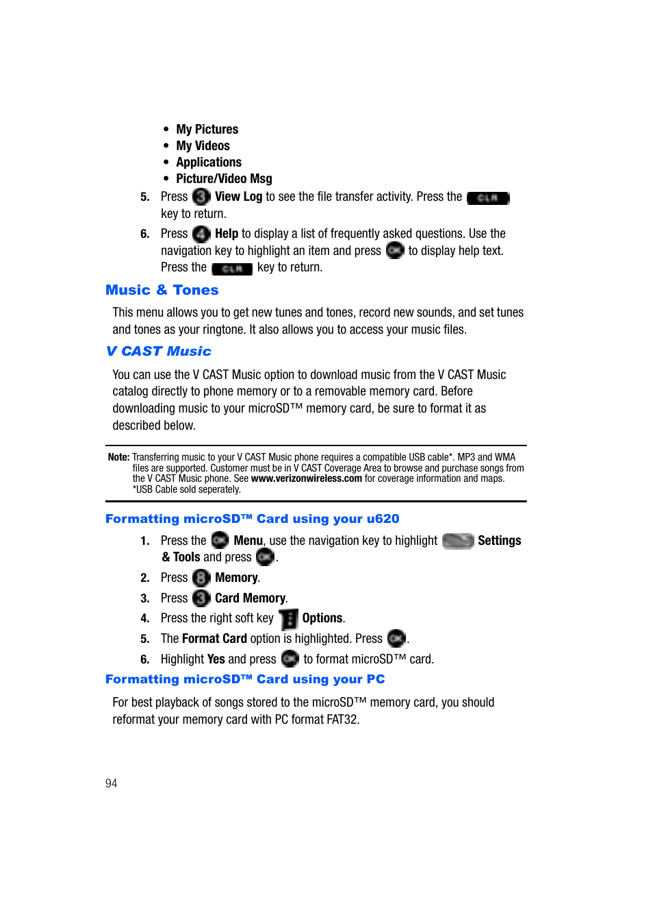 Music & tones | Samsung SCH-U620ZKAVZW User Manual | Page 94 / 150