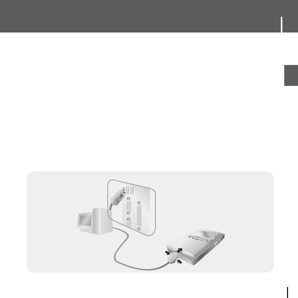 Connecting the player to your pc with a usb cable, Connecting the player to your pc, Iconnecting the player to your pc with a usb cable | Samsung YH-J70JLB-XAC User Manual | Page 15 / 76