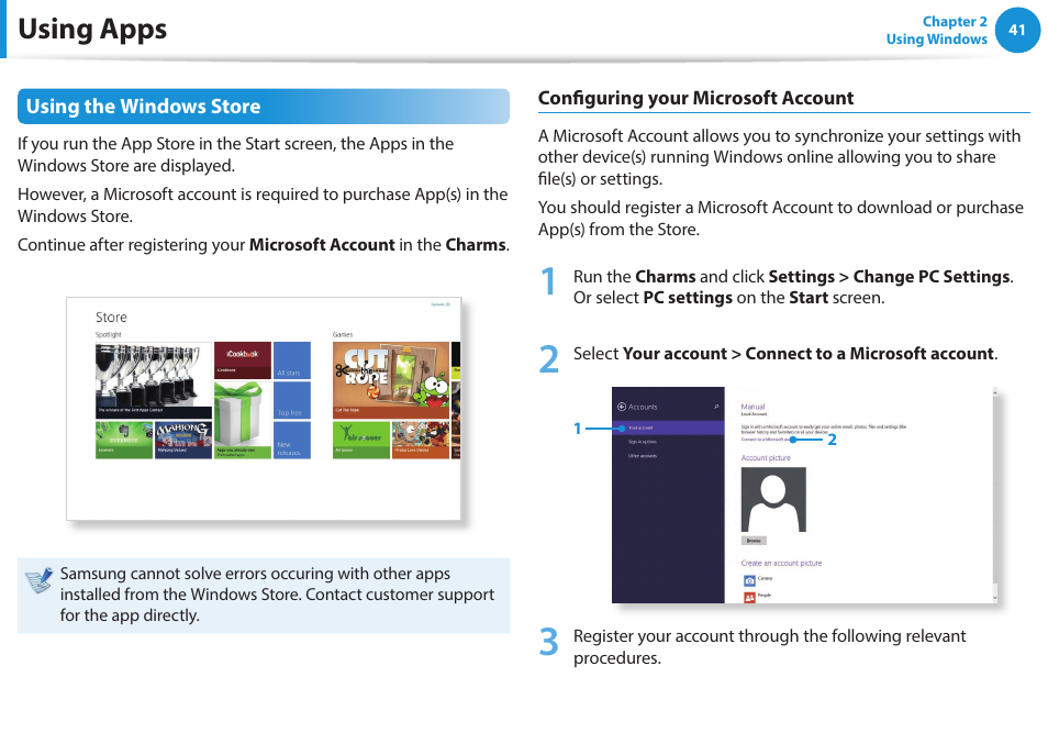 Using apps | Samsung NP470R5E-K02UB User Manual | Page 42 / 126