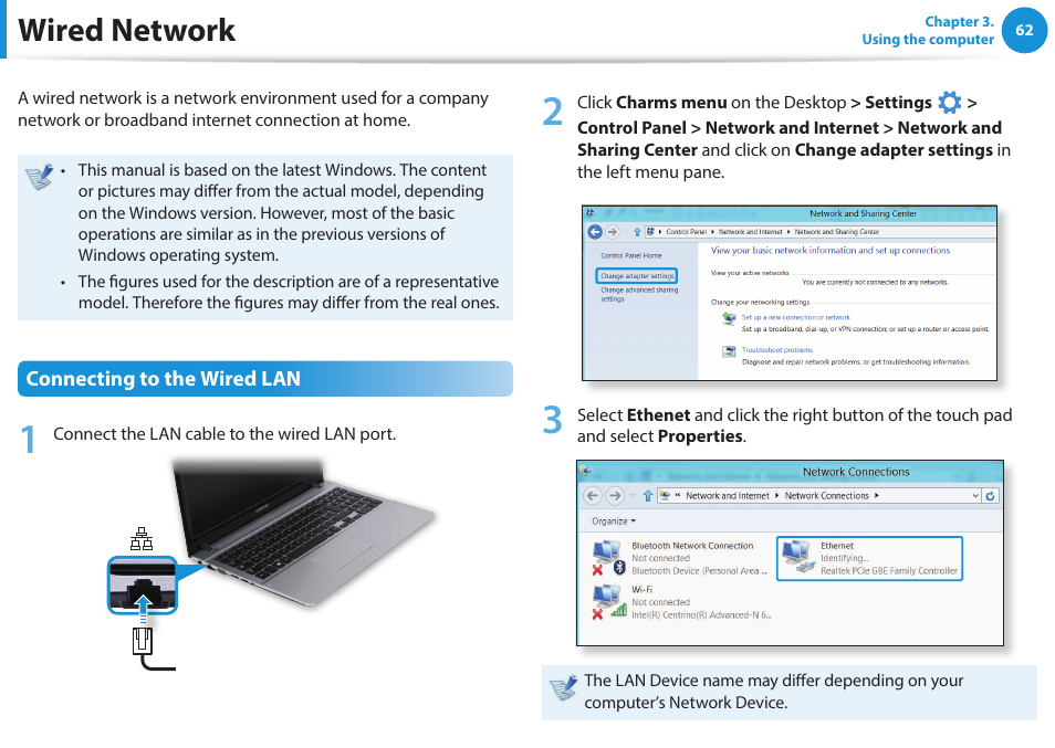 Wired network | Samsung NP470R5E-K02UB User Manual | Page 63 / 126