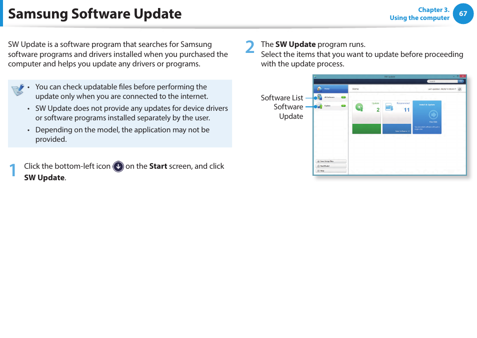 Samsung software update | Samsung NP470R5E-K02UB User Manual | Page 68 / 126