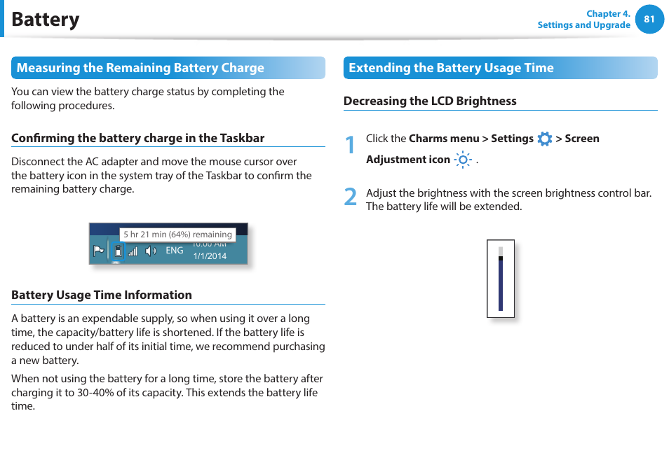 Battery | Samsung NP470R5E-K02UB User Manual | Page 82 / 126