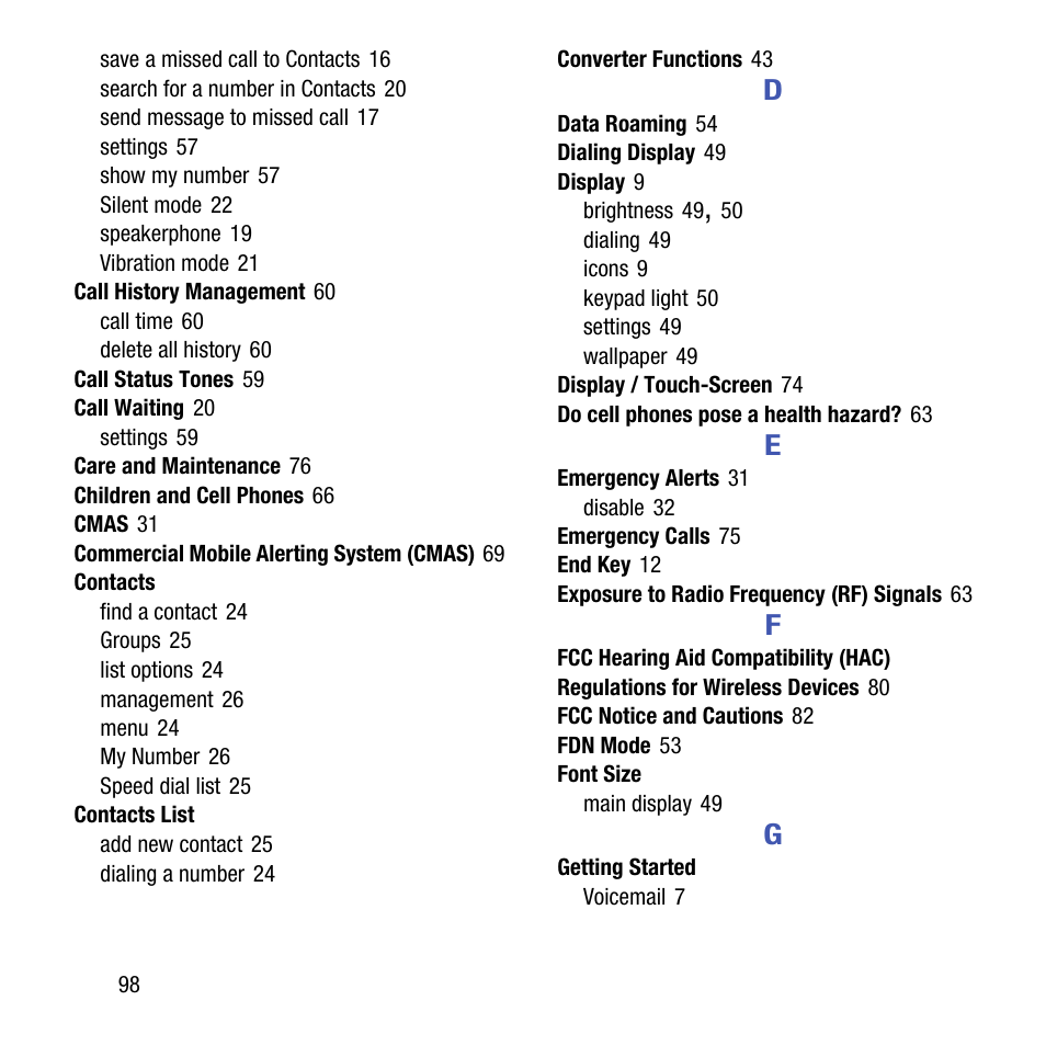 Samsung SGH-T199ZKWTMB User Manual | Page 102 / 106