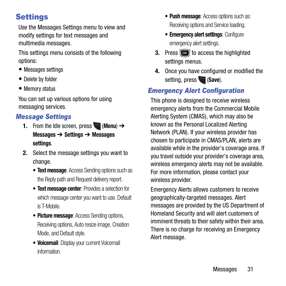 Settings | Samsung SGH-T199ZKWTMB User Manual | Page 35 / 106