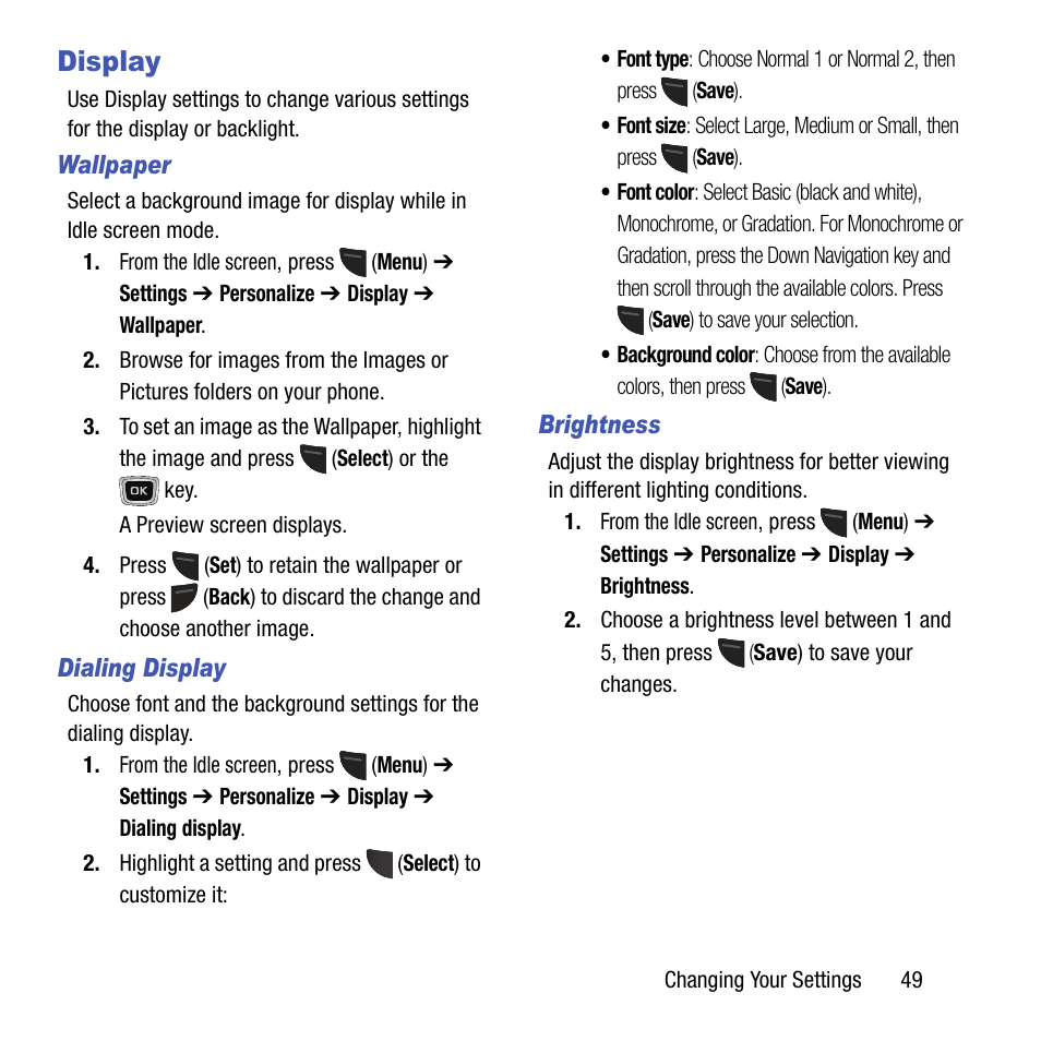 Display | Samsung SGH-T199ZKWTMB User Manual | Page 53 / 106