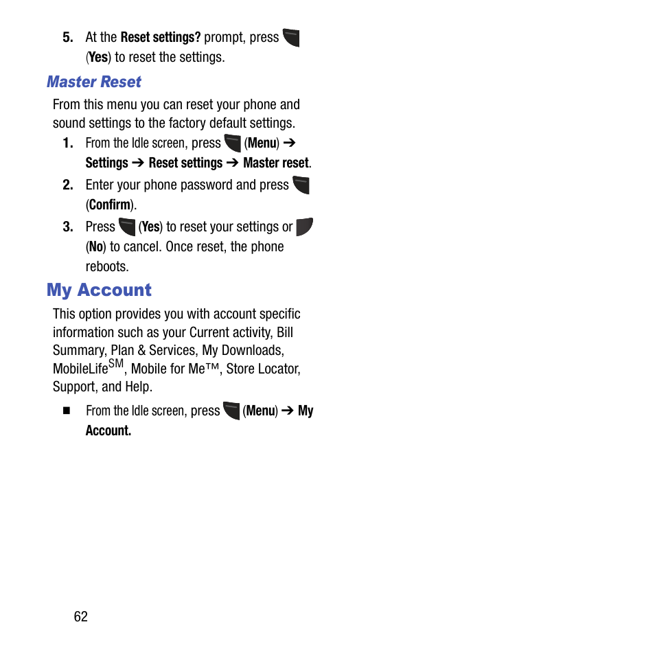 My account | Samsung SGH-T199ZKWTMB User Manual | Page 66 / 106