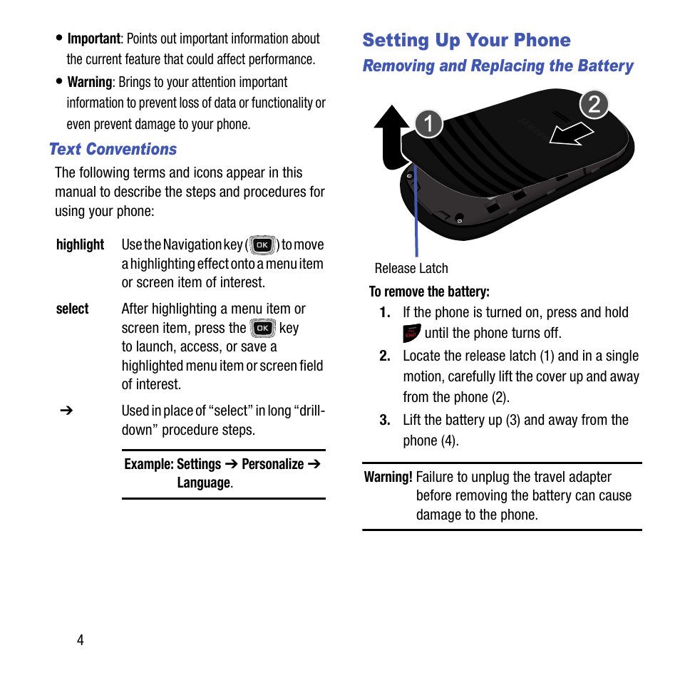 Setting up your phone | Samsung SGH-T199ZKWTMB User Manual | Page 8 / 106