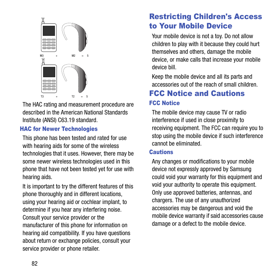 Fcc notice and cautions, Restricting children's access to, Your mobile device | Samsung SGH-T199ZKWTMB User Manual | Page 86 / 106