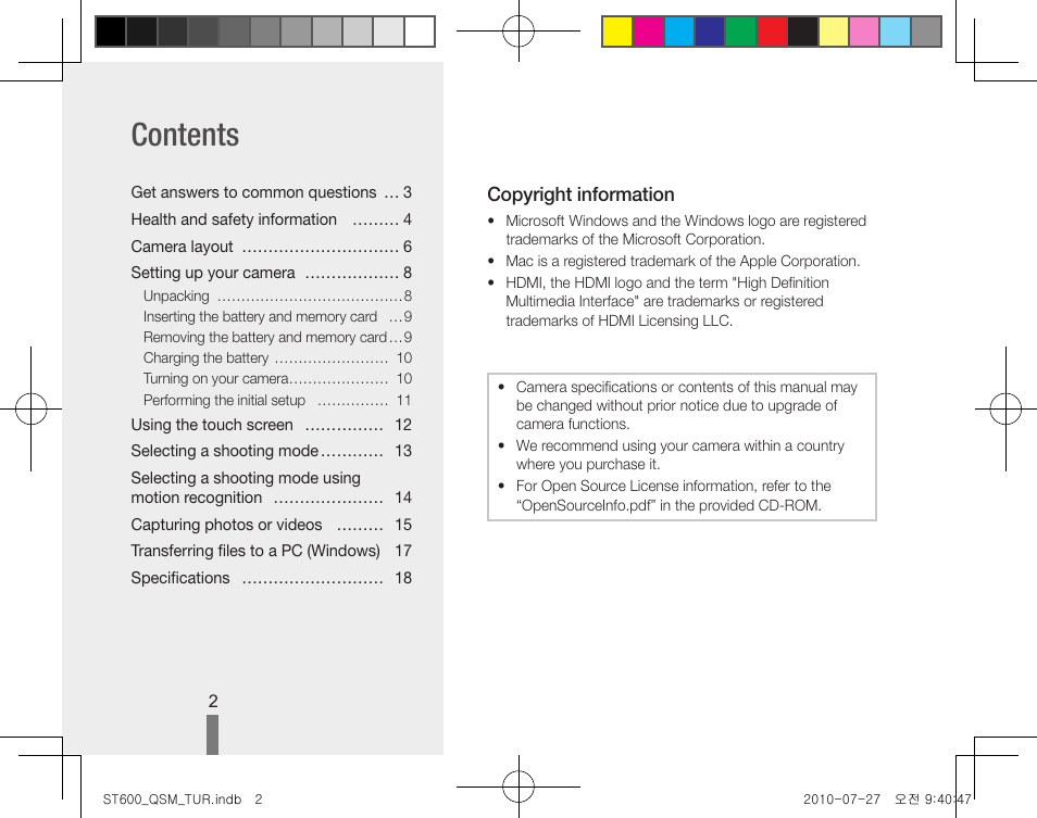 Samsung EC-ST600ZBPLUS User Manual | Page 2 / 40
