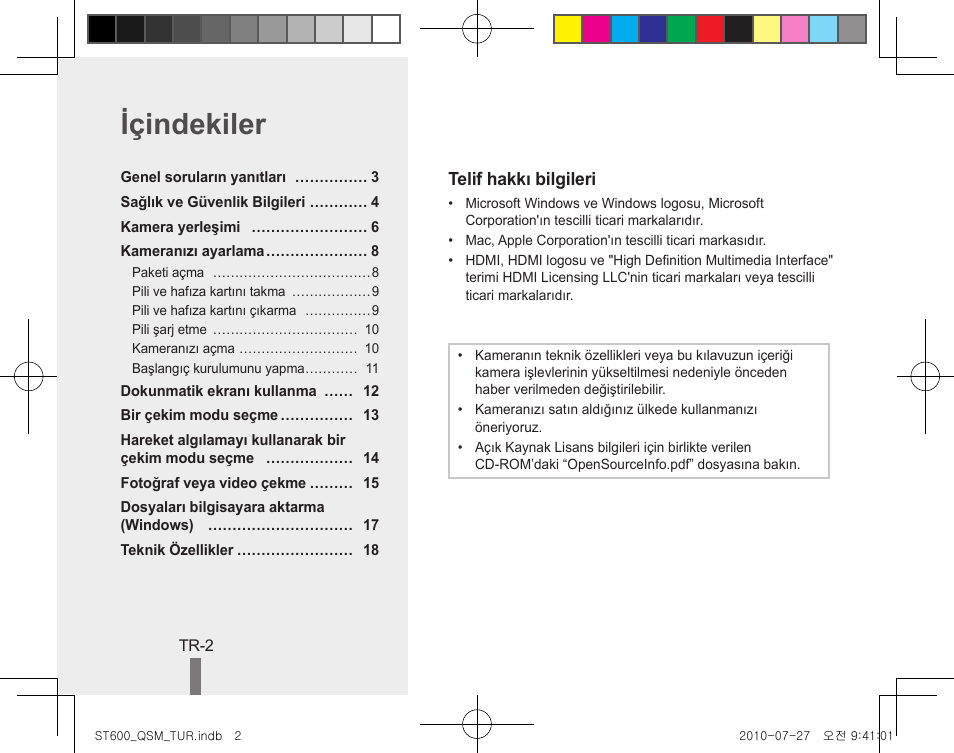 Içindekiler | Samsung EC-ST600ZBPLUS User Manual | Page 20 / 40