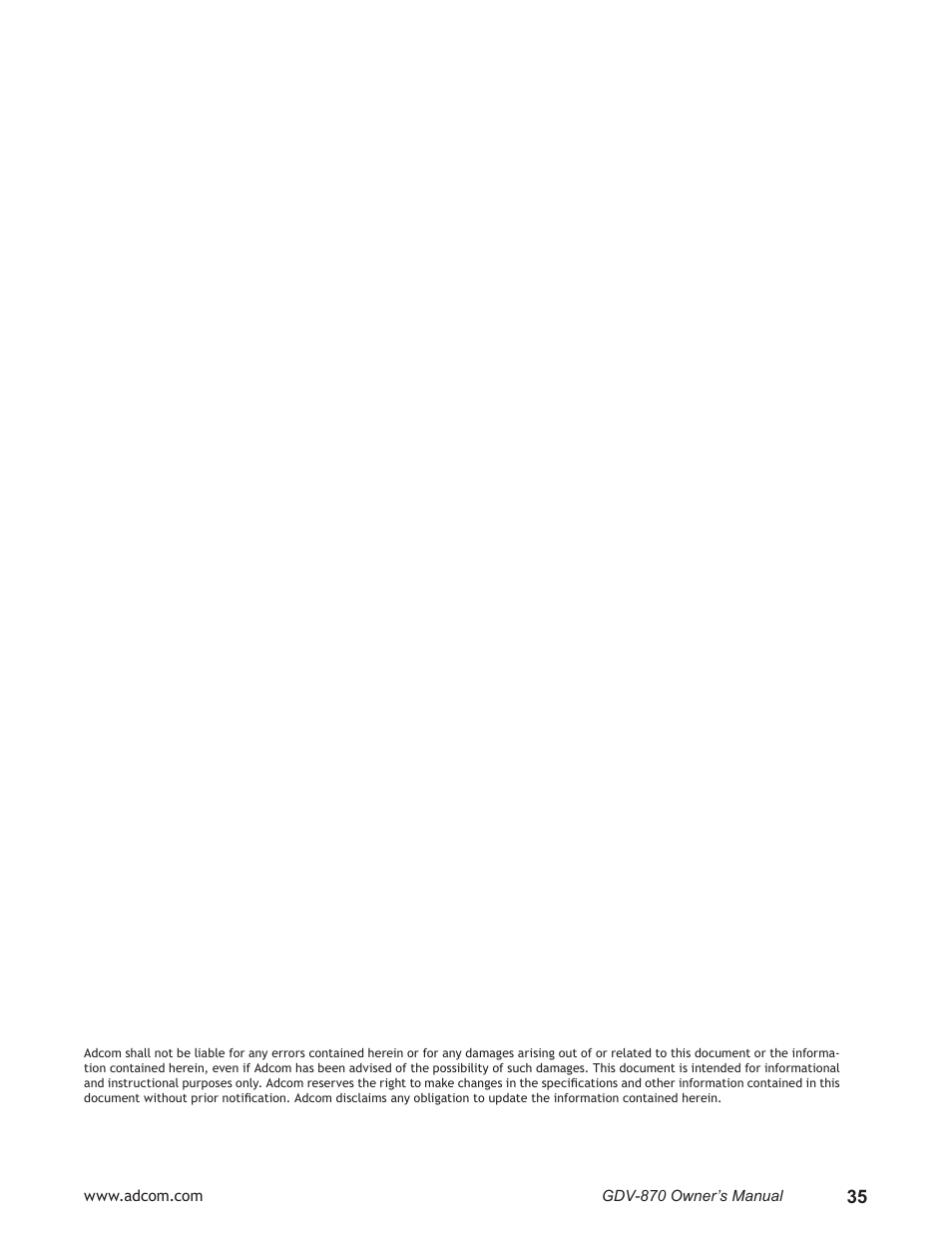 Adcom GDV-870 User Manual | Page 35 / 36