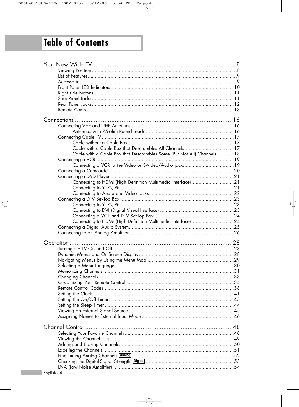 Samsung HLS6767WX-XAA User Manual | Page 4 / 116