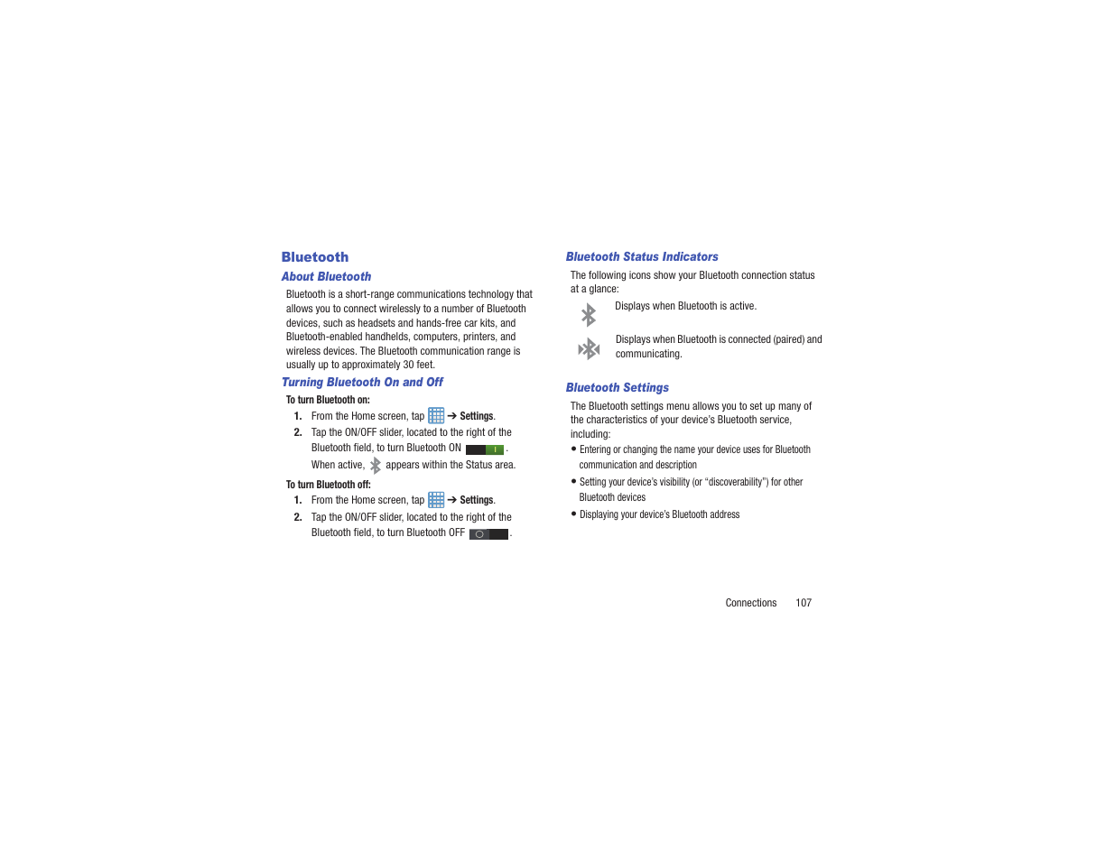 Bluetooth | Samsung EK-GC110ZKAXAR User Manual | Page 111 / 177