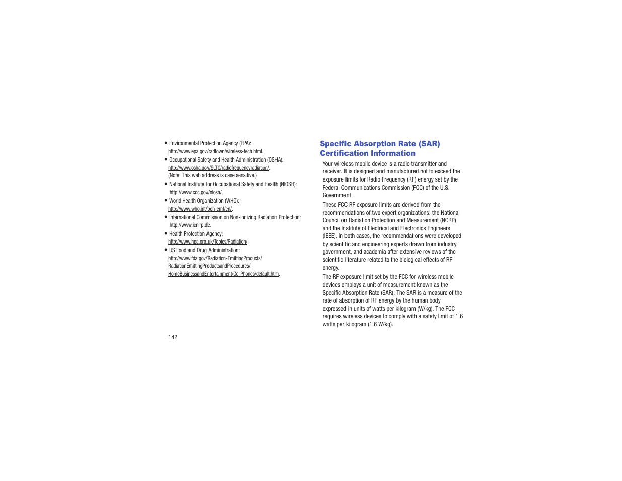 Specific absorption rate (sar) certification, Information | Samsung EK-GC110ZKAXAR User Manual | Page 146 / 177