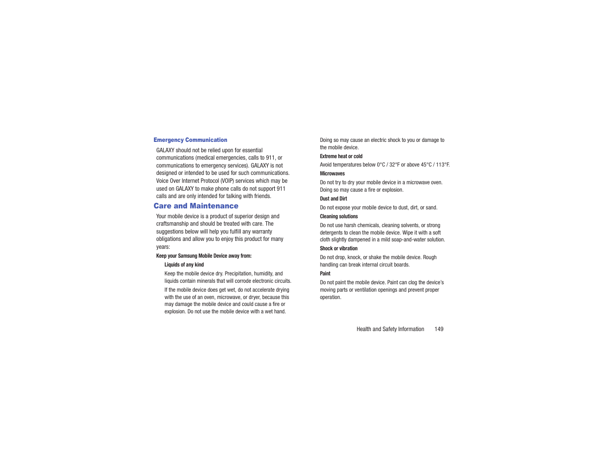 Care and maintenance | Samsung EK-GC110ZKAXAR User Manual | Page 153 / 177