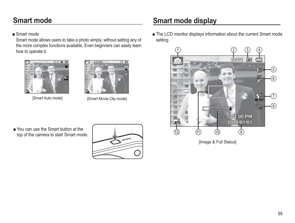 Smart mode display, Smart mode | Samsung EC-TL110ZBPBUS User Manual | Page 56 / 109