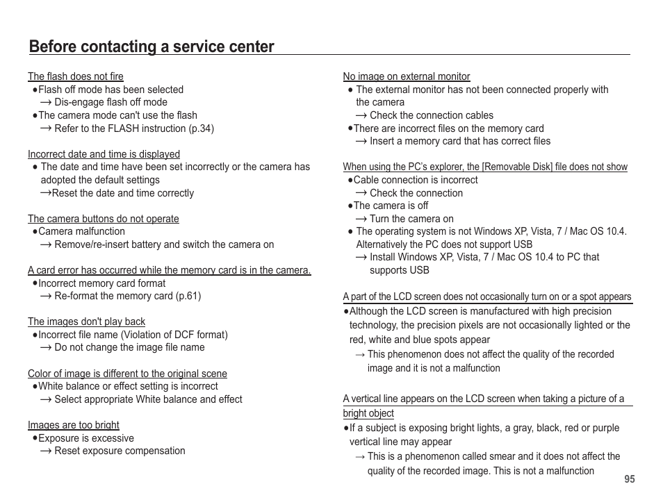 Before contacting a service center | Samsung EC-TL110ZBPBUS User Manual | Page 96 / 109