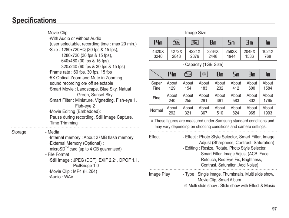 Specifications | Samsung EC-TL110ZBPBUS User Manual | Page 98 / 109