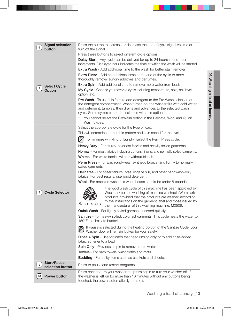 Samsung WF337AAW-XAA User Manual | Page 13 / 88