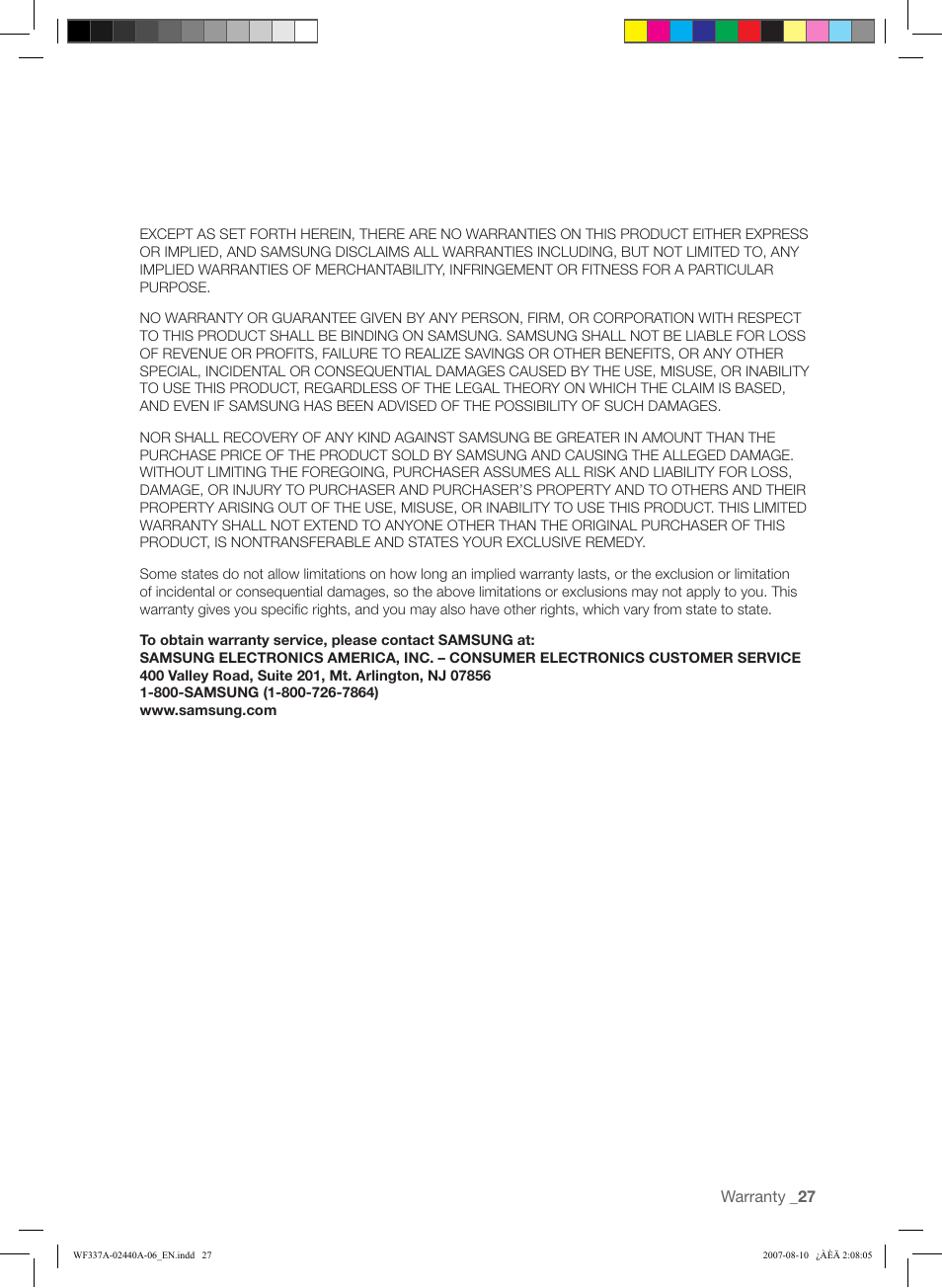 Samsung WF337AAW-XAA User Manual | Page 27 / 88