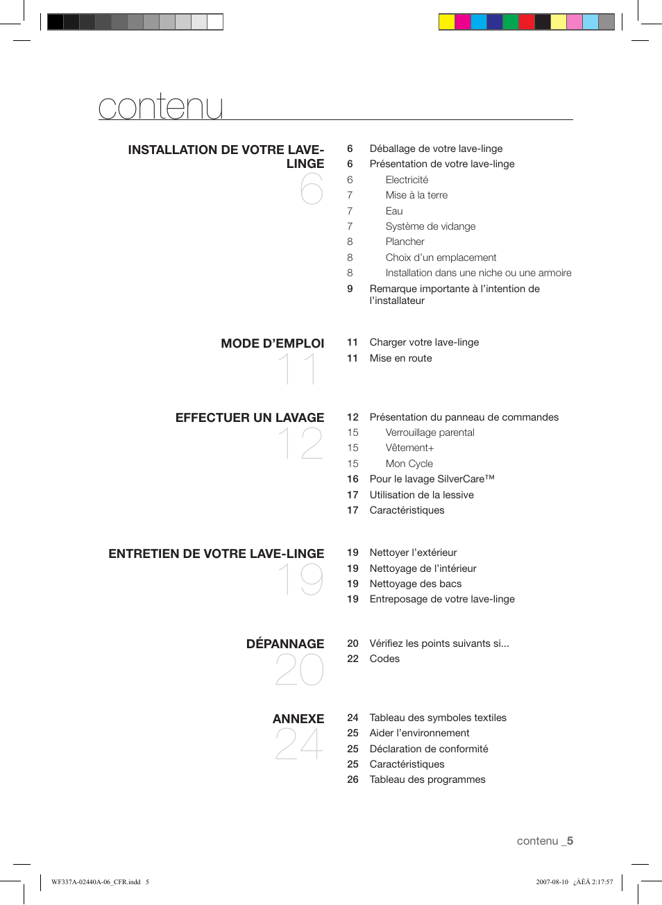 Contenu | Samsung WF337AAW-XAA User Manual | Page 33 / 88
