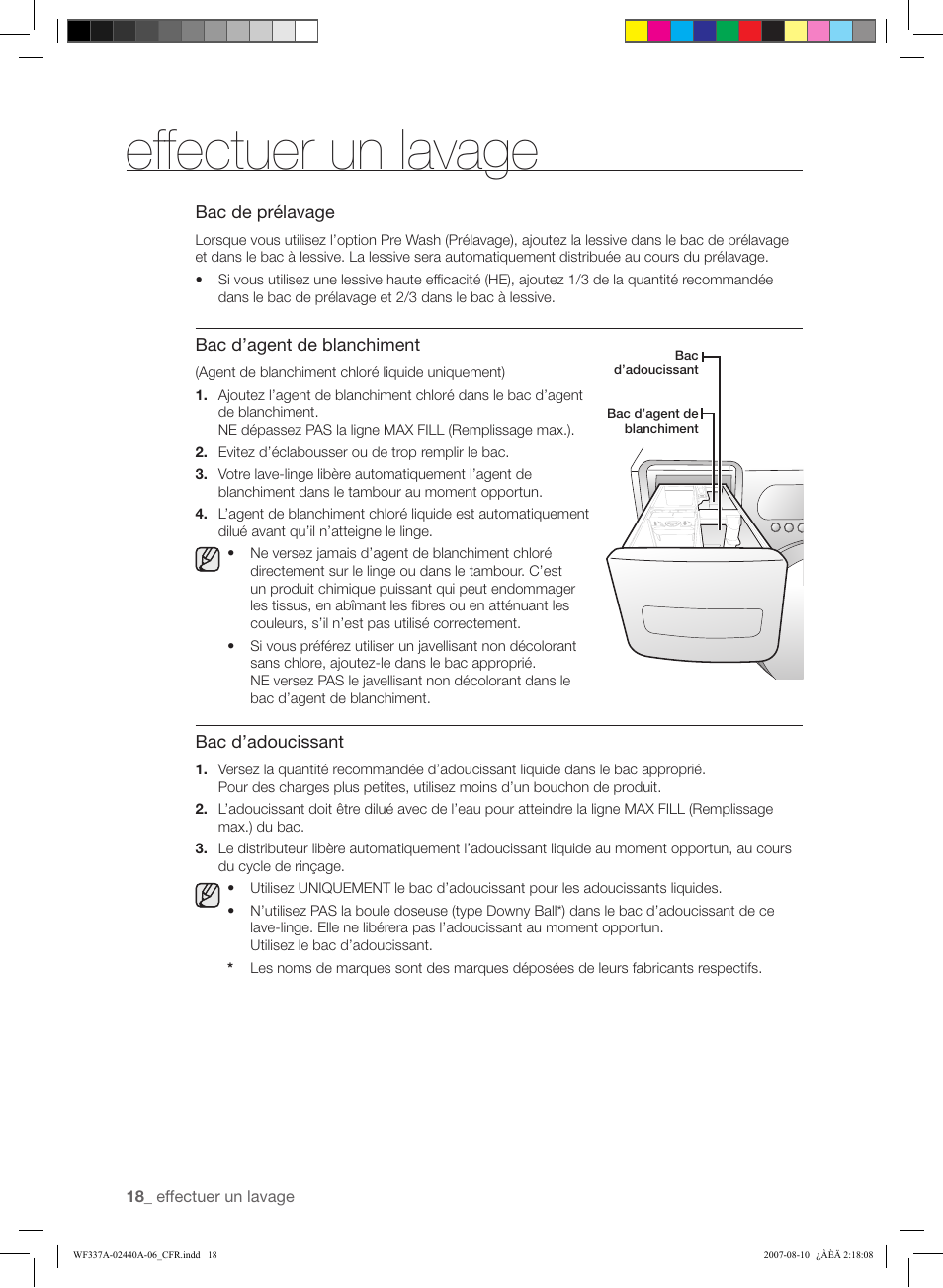 Effectuer un lavage | Samsung WF337AAW-XAA User Manual | Page 46 / 88