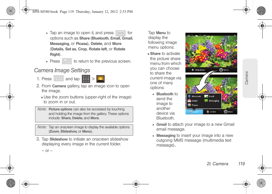 Camera image settings | Samsung SPH-M580ZKASPR User Manual | Page 133 / 236