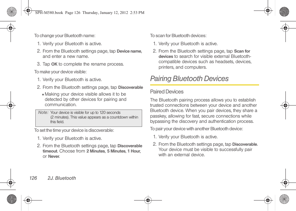 Pairing bluetooth devices | Samsung SPH-M580ZKASPR User Manual | Page 140 / 236