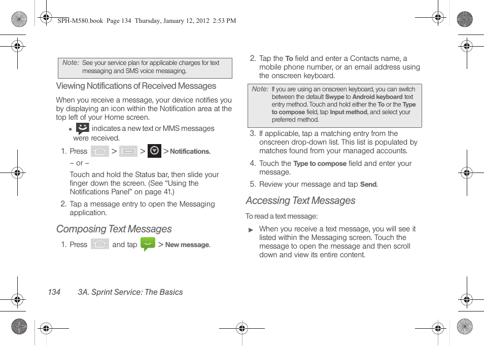 Composing text messages, Accessing text messages | Samsung SPH-M580ZKASPR User Manual | Page 148 / 236