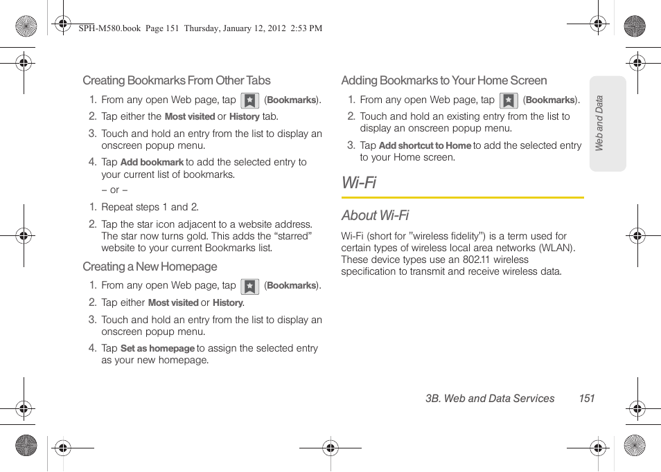 Wi-fi, About wi-fi | Samsung SPH-M580ZKASPR User Manual | Page 165 / 236