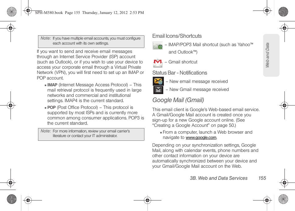 Google mail (gmail) | Samsung SPH-M580ZKASPR User Manual | Page 169 / 236