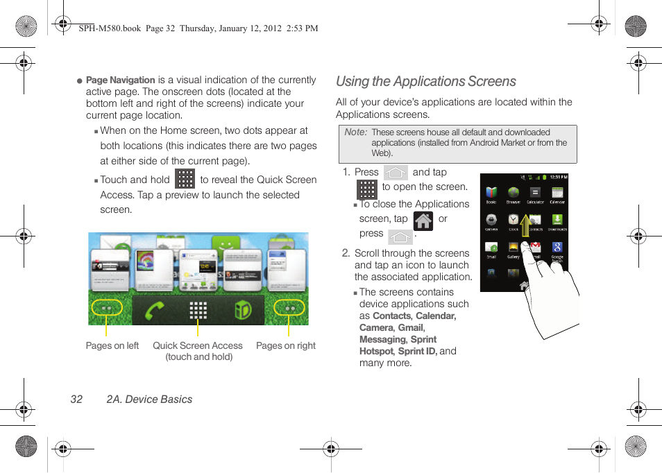 Using the applications screens | Samsung SPH-M580ZKASPR User Manual | Page 46 / 236