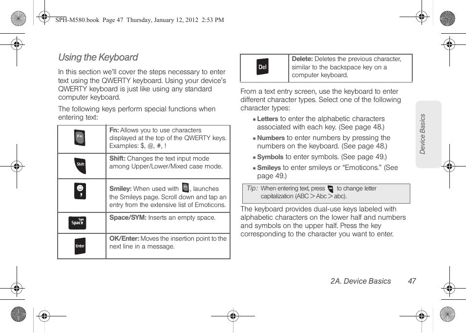 Using the keyboard | Samsung SPH-M580ZKASPR User Manual | Page 61 / 236