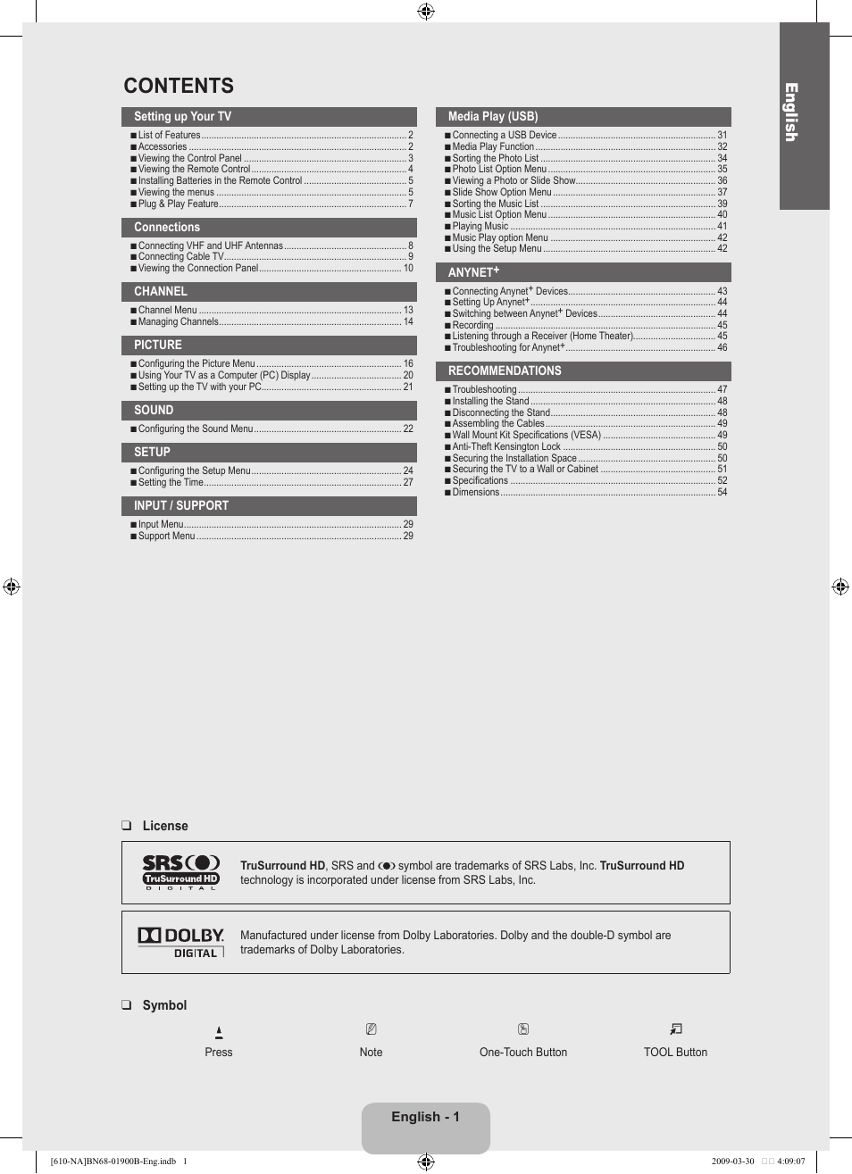 Samsung LN40B610A5FUZA User Manual | Page 3 / 131