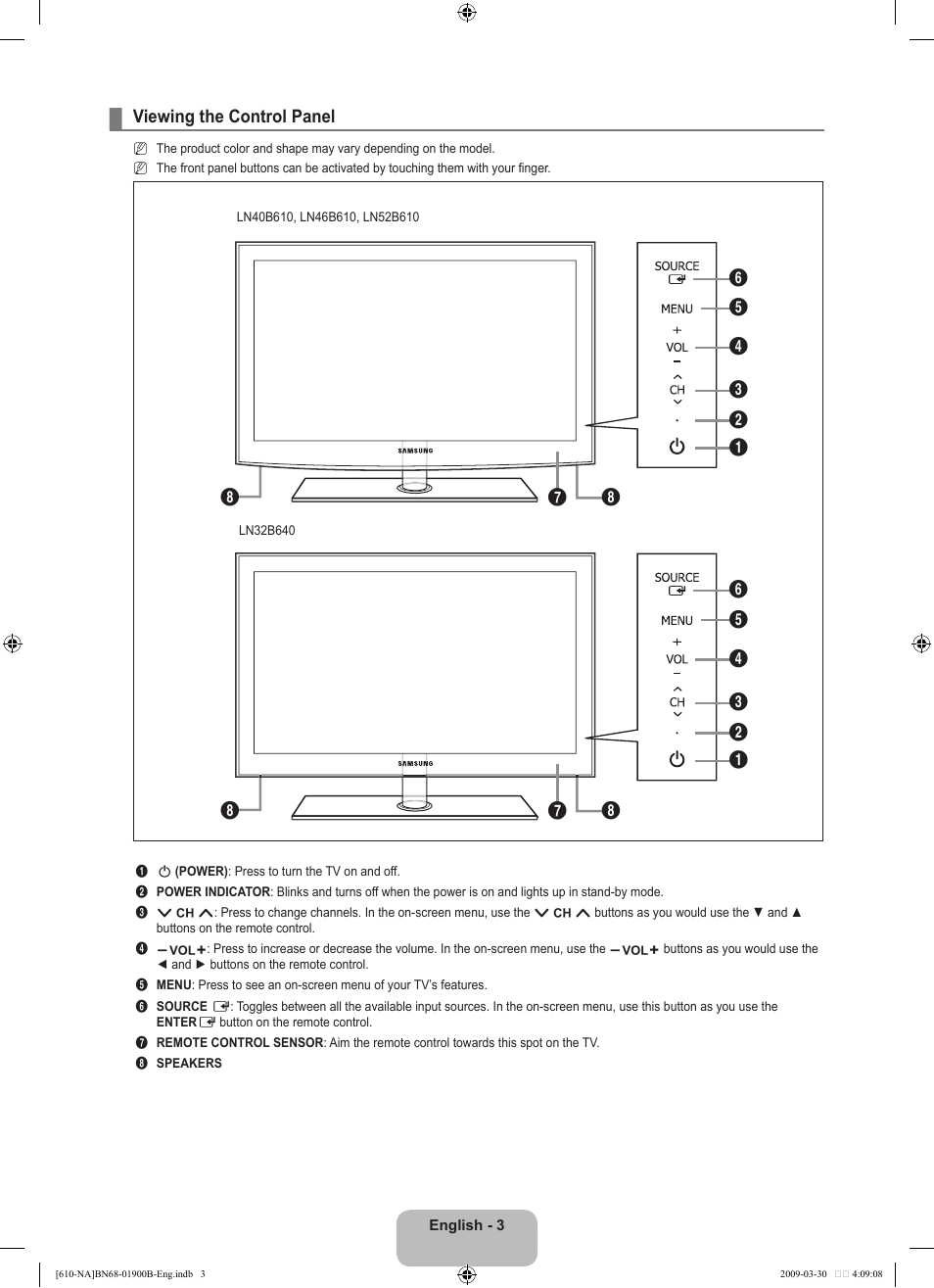 Samsung LN40B610A5FUZA User Manual | Page 5 / 131