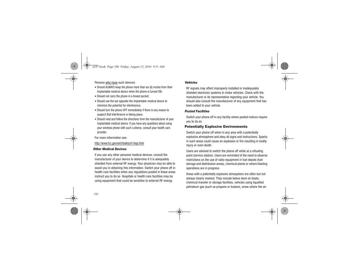 Potentially explosive environments | Samsung SGH-A187ZBCATT User Manual | Page 104 / 123