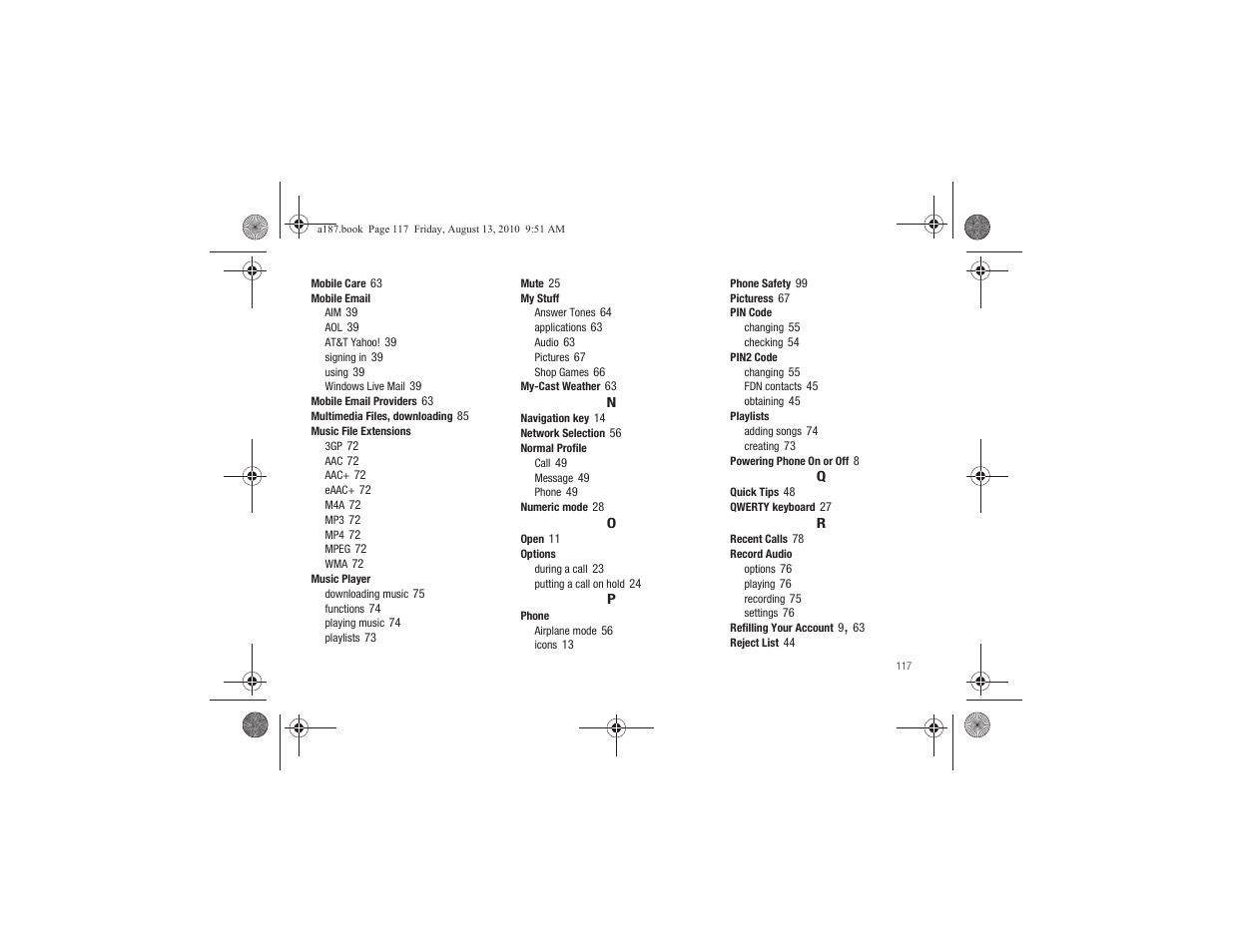 Samsung SGH-A187ZBCATT User Manual | Page 121 / 123